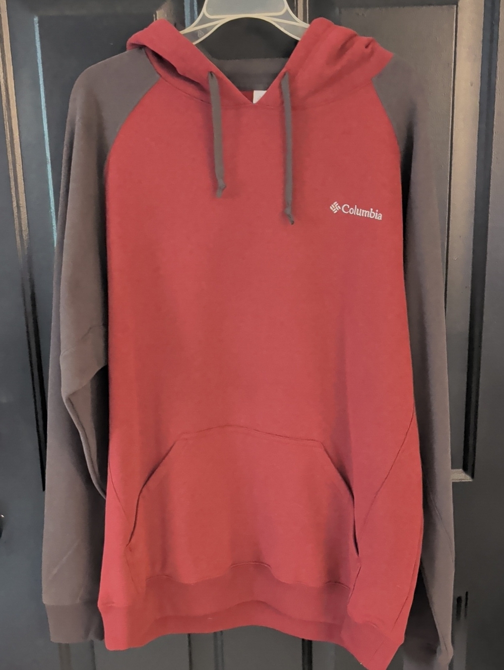 Columbia Men’s Red Hoodie with Dark Gray Sleeves